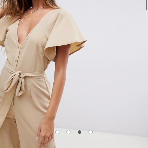 ASOS DESIGN tea jumpsuit with button front and tie detail - Picture 3 of 5